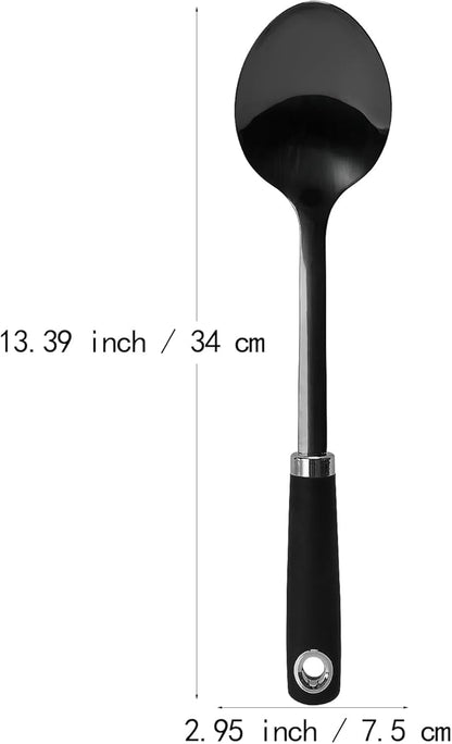 304 Stainless Steel Cooking Spoon, 14 Inch Solid Basting Spoon - Image 4