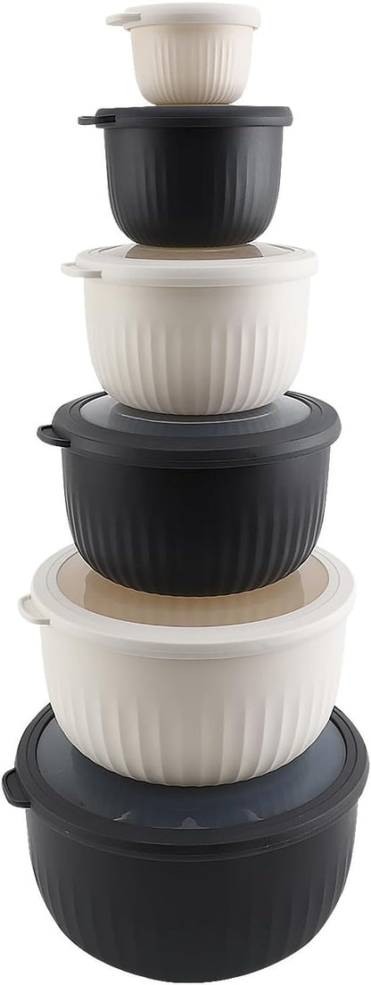COOK WITH COLOR Prep Bowls with Lids- Wide and Deep Nesting Plastic Small by CookwithColor