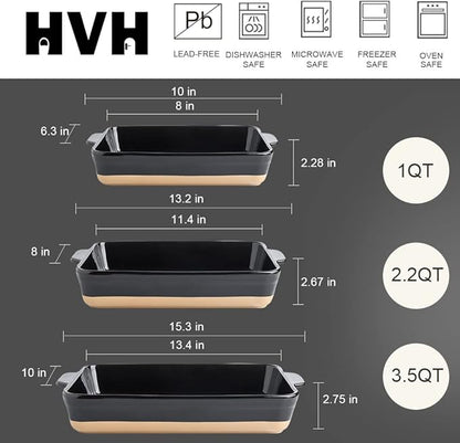 HVH Baking Dish Set, 9x13 Baking Dish, Ceramic Lasagne Pan Deep, Large - Image 4