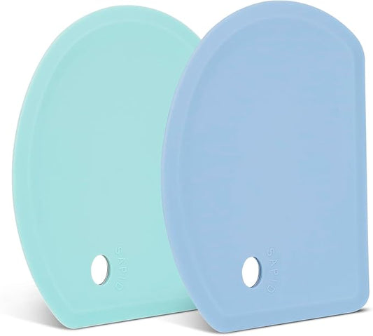Silicone Dough Scraper with Stainless Steel Sheet, Curved Edge Flexible Bowl by SAPID