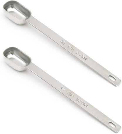 2PCS 3/4tsp Single Measuring Spoon, Stainless Steel Long Handle Individual by BERYLER
