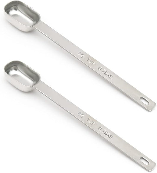 2PCS 3/4tsp Single Measuring Spoon, Stainless Steel Long Handle Individual by BERYLER