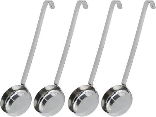 4 Pcs 3 oz 10.55 Inch Silver Stainless Steel 201 Long Handle Cooking Spoon by TSNAMAY