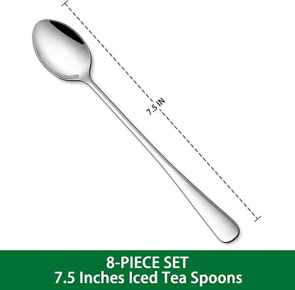 DEHOV 7.5 Inches Stainless Steel Iced Tea Spoons, Ice Cream, Long Handle Iced - Image 2