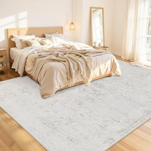 10x14 Area Rug for Living Room: Vintage Boho Neutral Washable Rug Indoor Soft - Image 2