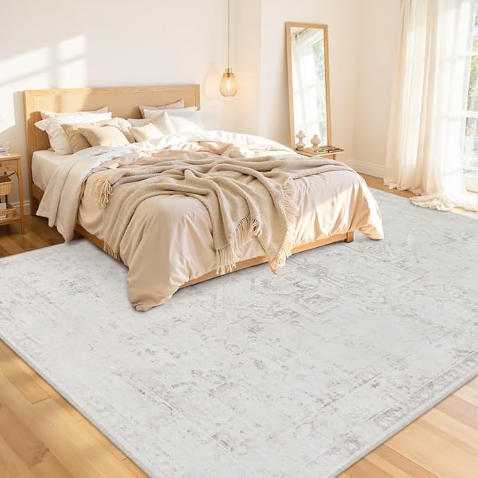 Area Rugs 9x12 Living Room: Vintage Boho Neutral Washable Rug Indoor Soft Large - Image 2