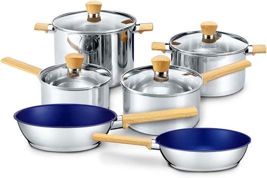 Concord 10 Piece Stainless Steel Cookware Set, includes Saucepans, Stock Pots by ConcordCookware