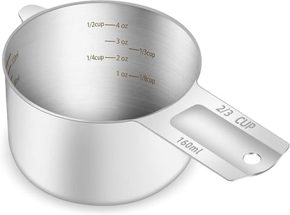 1PCS 2/3Cup Single Measuring Cup, Etched Inner Scale Stainless Steel Measure by BERYLER