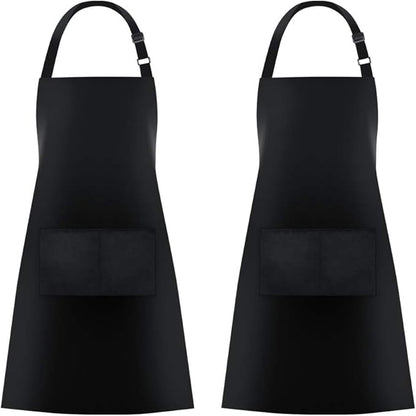 Jubatus 2 Pack Bib Aprons with 2 Pockets Cooking Chef Kitchen Apron by Jubatus