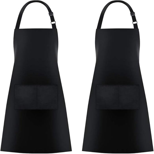 Jubatus 2 Pack Bib Aprons with 2 Pockets Cooking Chef Kitchen Apron by Jubatus