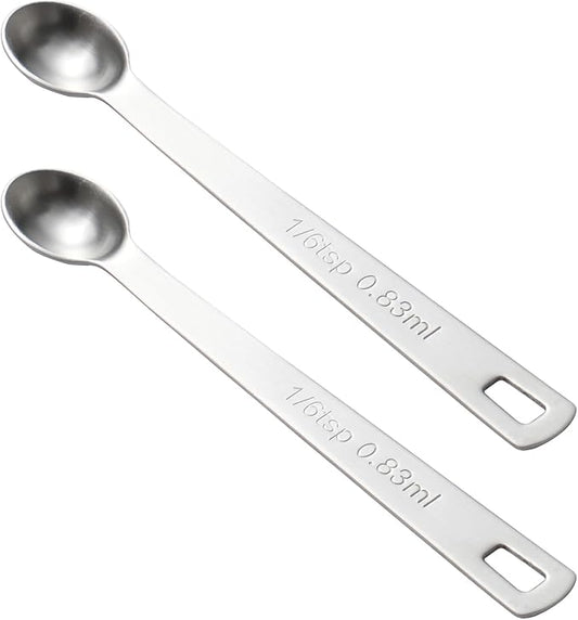 2PCS 1/6 Teaspoon Single Tiny Measuring Spoon, Small Individual Stainless Steel by BERYLER