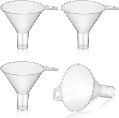 4 Packs Small Plastic Funnel for Filling Small Bottles 2.56 Inch Clear Wide by Yetene
