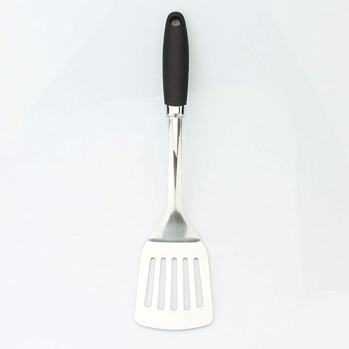 Brushed Slotted Stainless Steel Turner, Non-Slip Spatula - Image 4