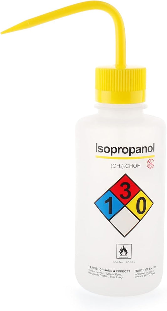 Isopropanol Wash Bottle, 1 PC of Vol.500ml (17oz), Narrow Mouth, Self-Venting Safety Wash Bottles, LDPE Material, IN-WBI501