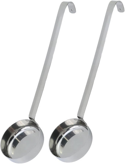 2 Pcs 3 oz Silver 10.55 Inch Stainless Steel 201 Long Handle Cooking Spoon by TSNAMAY