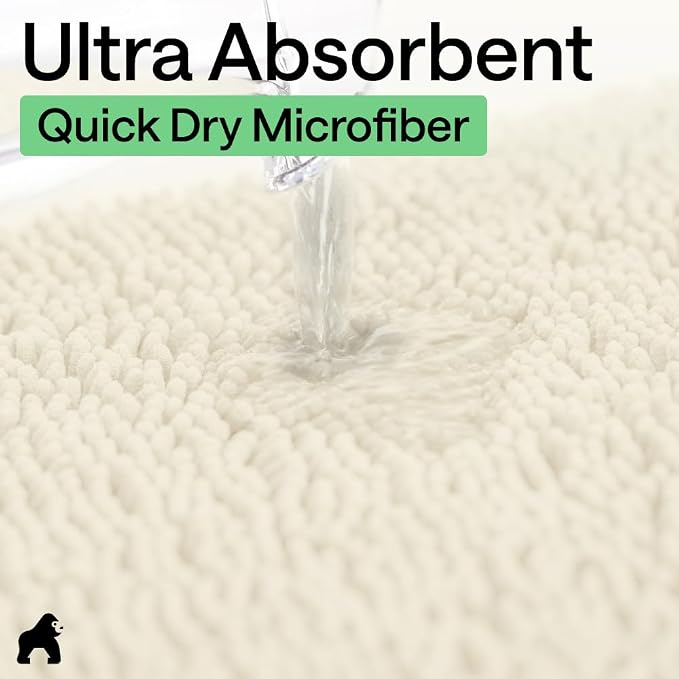 GORILLA GRIP Bath Rug Mat 48x24, Soft Absorbent Chenille, Quick Dry Microfiber - Image 5