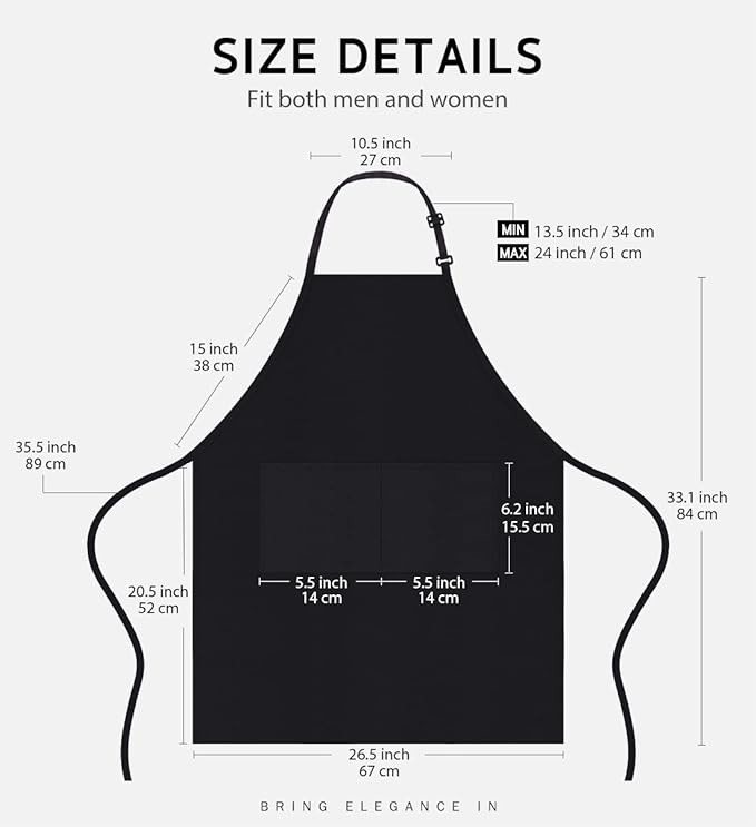 Syntus 12 Pack Bib Apron, Unisex Aprons Adjustable Waterdrop Resistant - Image 2