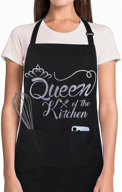 Funny Aprons for Women with Pockets, Kitchen Cooking Grilling Bbq Cute Chef by Aoomzoon