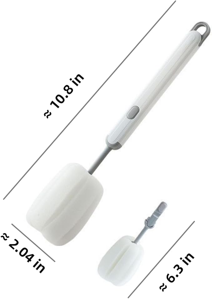 Bottle Brush Long Handle Cup Cleaner Brush Sponge Bottle Scrubber Detachable - Image 6