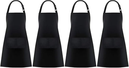 Jubatus 4 Pack Bib Aprons with 2 Pockets Cooking Chef Kitchen Apron by Jubatus