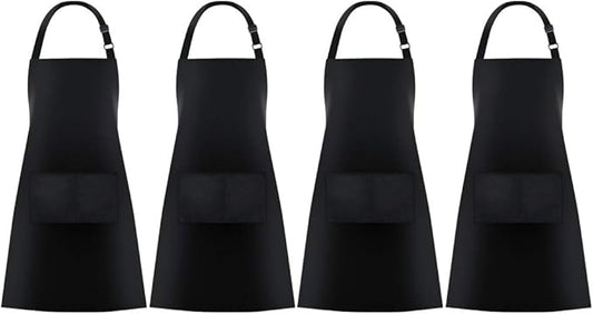 Jubatus 4 Pack Bib Aprons with 2 Pockets Cooking Chef Kitchen Apron by Jubatus