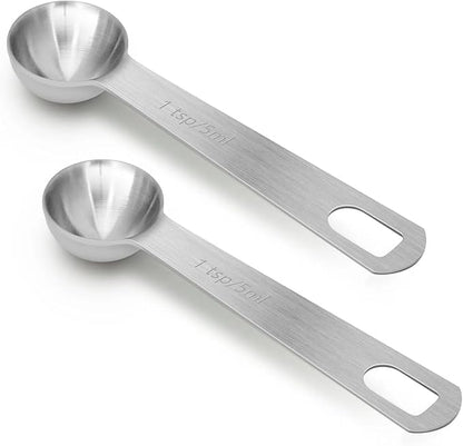 2 PCS 1 Teaspoon Stainless Steel Single Measuring Spoon by AUOIKKHOMEGARDEN