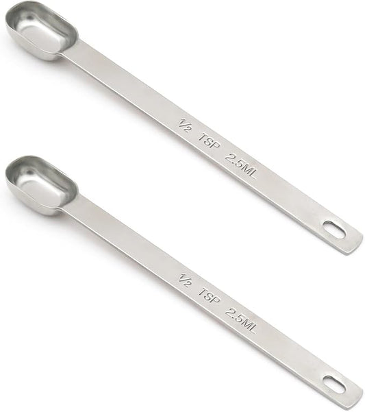 2PCS 1/2tsp Single Measuring Spoon, Stainless Steel Long Handle Individual by BERYLER