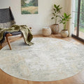 Aelenmu Round Rug 6ft Washable Rug for Dining Room Living Room Beige Grey by Aelenmu