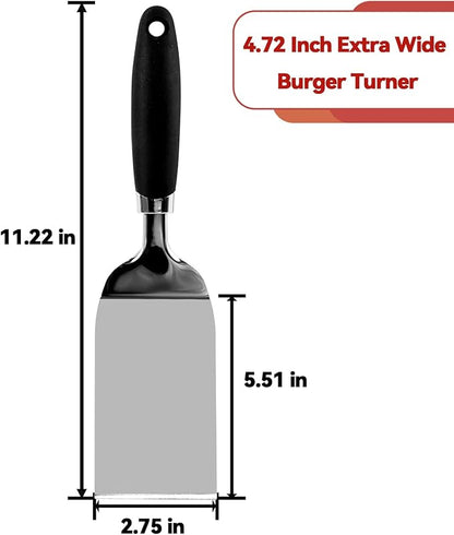Metal Spatula for Cast Iron Skillet Grill & BBQ, Flat Top Griddle Spatulas for - Image 5
