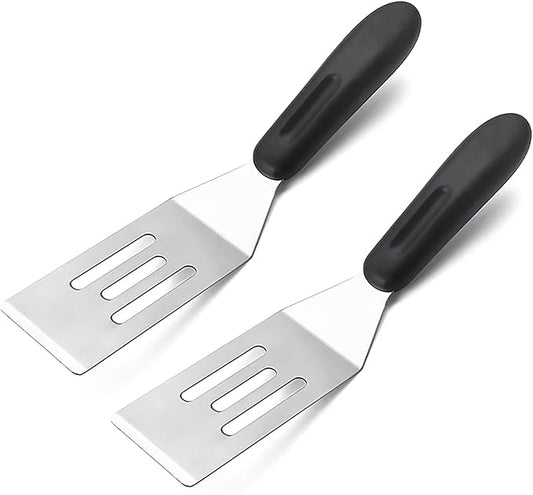 【2 Pack】 Small Metal Spatula Set, Mini Stainless Steel Serving Spatulas by Kunovo