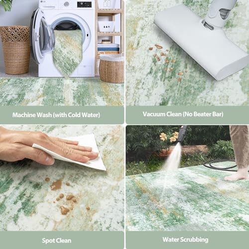 Aelenmu 9x12 Area Rugs for Living Room Washable Bedroom Dining Room Green - Image 5