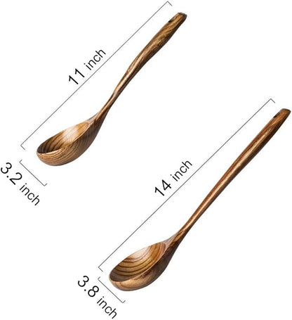 2 Pcs Wooden Spoon Ladle for Cooking Spoons Best Non Toxic Kitchen Tools -14 - Image 5