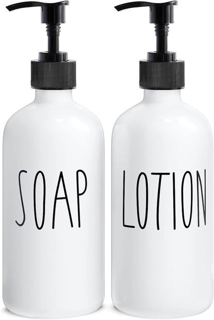 MOMEEMO White Soap Dispenser Bathroom Set, Contains Hand and Lotion Dispenser by MOMEEMO