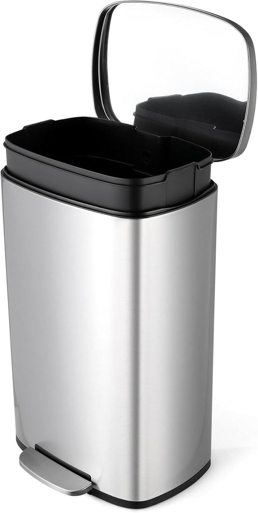 13.2 Gal Kitchen Trash Can, 50L Recycling or Garbage Bin, Brushed Stainless by ComfyCorner