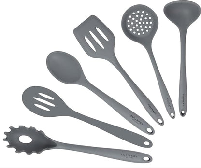 Culinary Couture Grey Silicone Kitchen Utensils Set of 6, Non-Stick by CulinaryCouture