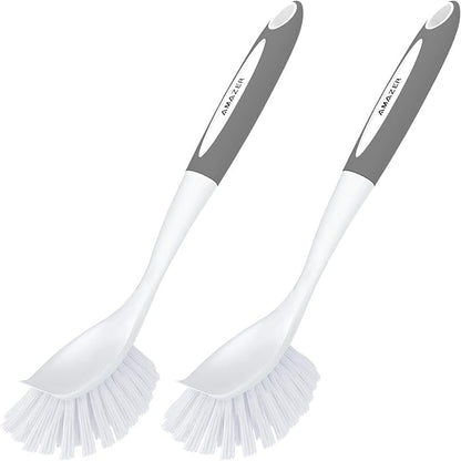 Amazer Dish Brush with Handle, 2 Pack Kitchen Scrub Brushes by Amazer