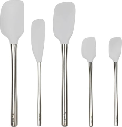 Tovolo Stainless Steel Handled Silicone Spatula Set of 5 Oyster Gray, by Tovolo