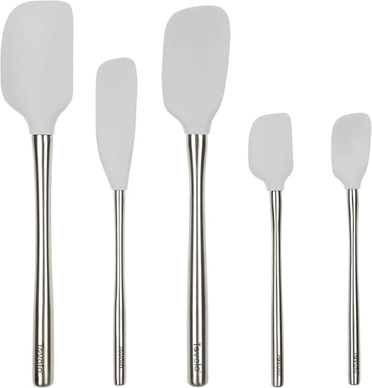 Tovolo Stainless Steel Handled Silicone Spatula Set of 5 Oyster Gray, by Tovolo