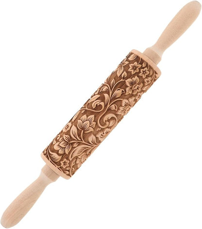 Embossed Rolling Pin for Baking Wooden Pastry Roller by NAMOARLY