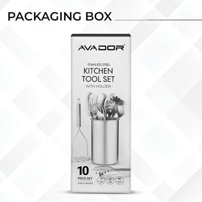 Avador® Premium Set of 10 Stainless Steel Kitchen Tool Set - Image 4