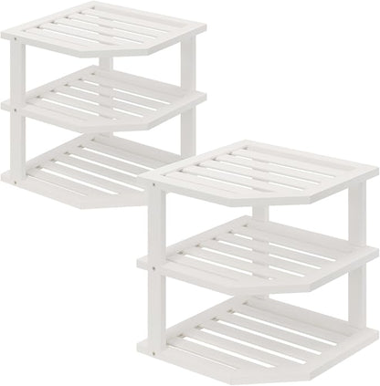VERTORGAN 3 Tier Bamboo Corner Shelf, Dish Drying Rack, Plate Organizer by VERTORGAN