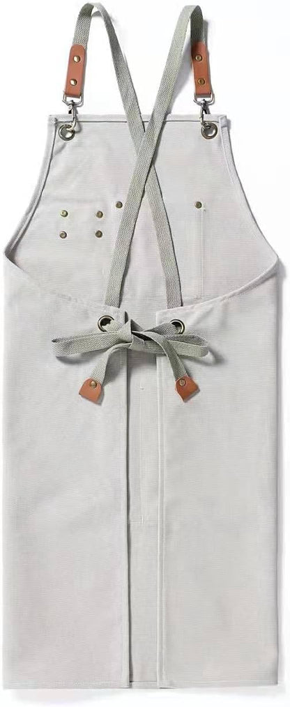 Tosewever Canvas Cross Back Chef Cotton Aprons - Image 2