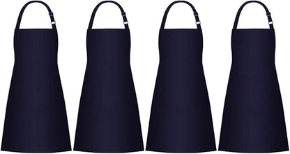 Jubatus 4 Pack Bib Aprons with 2 Pockets Cooking Chef Kitchen Apron by Jubatus