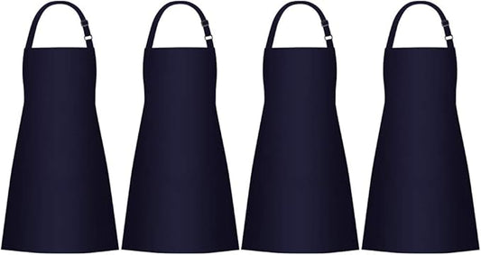 Jubatus 4 Pack Bib Aprons with 2 Pockets Cooking Chef Kitchen Apron by Jubatus