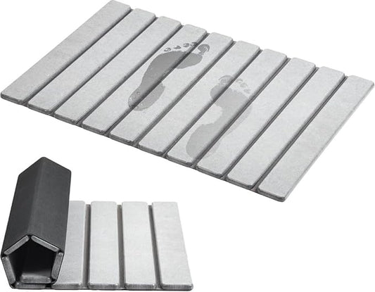 AWW Foldable Stone Bath Mat, Quick Dry Diatomaceous Earth Bath Mat by AWW