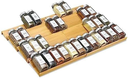 Spice Drawer Organzier, 4 Tiers- 8Pcs Bamboo Spice Rack Tray Insert - Image 2