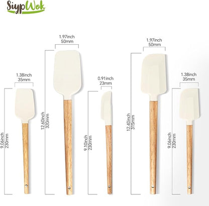Silicone Spatula Set, Food Grade Rubber Spatula-5 Piece Nonstick Rubber Spatulas - Image 7