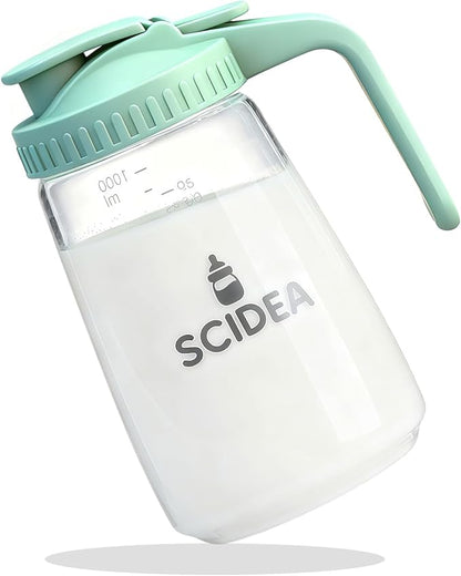 32oz Glass Pitcher with Lid, Heat & Cold Resistant, Leak-Proof Wide-Mouth Milk by Scidea