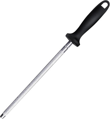Knife Sharpener Rod, 13 Inch Carbon Steel Honing Steel by FANERFUN