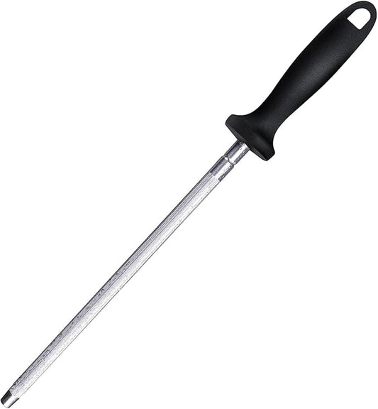 Knife Sharpener Rod, 13 Inch Carbon Steel Honing Steel by FANERFUN